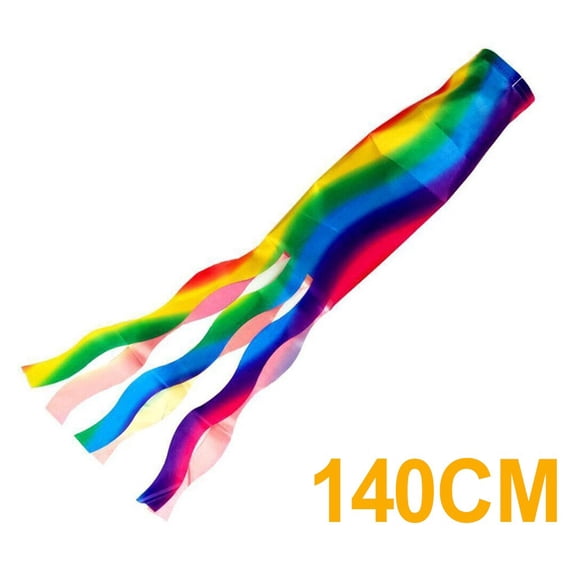 Rainbow Windsock Flag 140cm Colorful Outdoor Streamer for Festivals Camping Caravan Decoration Weather Resistant Polyester