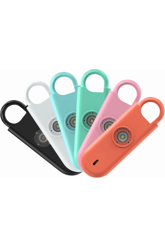 140dB Personal Safety Alarm for Women, 6 Pack Safe Alarm Protection Keychain with Strobe Light & Low Battery Notice, Security Siren Self Defense for Kids Seniors College Girls, Multicolor