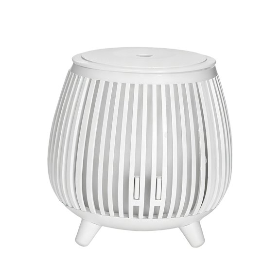 140ml Ultrasonic Aromatherapy Essential Oil Diffuser & Humidifier, Vertical Hollow Stripe Design with Colorful Ambient Light, Quiet Auto Shut-Off, Wood Grain Base for Home Office