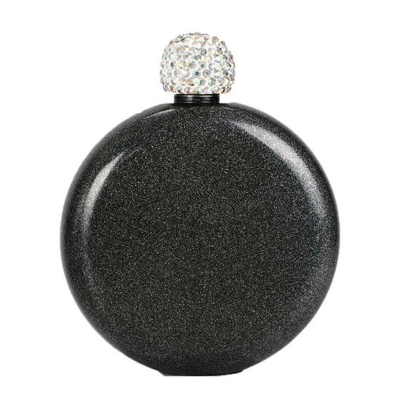 140ml portable Stainless Steel Wine Alcohol Liquor Flask Creative Crystal Lid/ 140Ml Women'S Portable Hip Flask Black