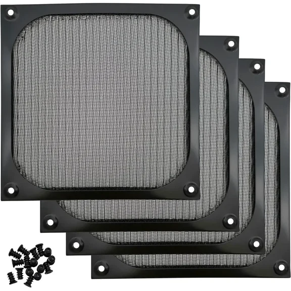 140mm PC Computer Case Fan Dust Filter Grills Dustproof Case Cover with Screws, Aluminum Frame Ultra Fine Stainelss Steel Mesh - 4 Pack
