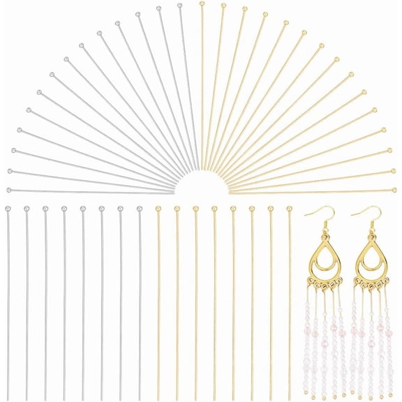 140pcs 2.7 inch(70mm) 304 Stainless Steel Ball Head Pins 2 Colors Jewelry Making Headpin Ball Pin Bendable Earring Pin for Bracelet Necklace Jewelry Findings DIY Crafts Balls 2mm