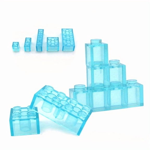140pcs DIY Classic Building Blocks Parts Transparent Blue Clear Small Particle Bricks Educational Creative Toys for Children