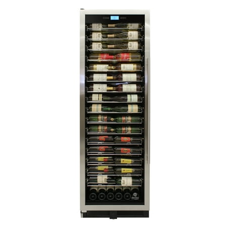 Vinotemp - 141-Bottle Single Zone Wine Cooler with Backlit Panel and Left Hinge - Silver