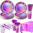 thumbnail image 1 of 141 Iridescent Pink Party Supplies Decorations, Hot Pink Holographic Paper Plates and Napkins Set, Disposable Tableware Set for Mermaid Disco Birthday Girls Party, 1 of 10
