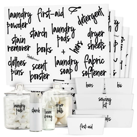 141 Laundry Stickers, Bathroom Labels For Home Organization (Water Resistant)