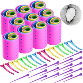 141 Pieces Hair Rollers Set Include 60 Plastic Hair Rollers (Multicolor,6 Size)