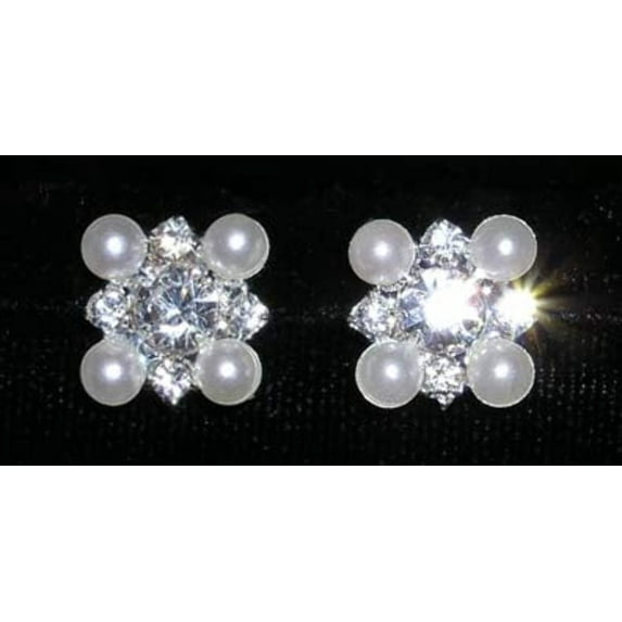 #14123 - Diamond Dot and Pearl Earrings