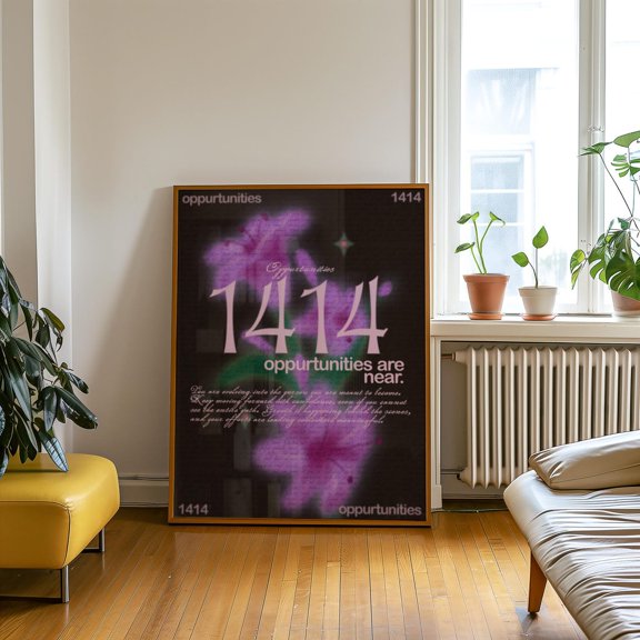 1414 Angel Number Opportunities Numerology Wall Art Print