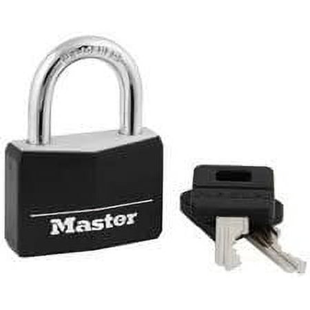 Master Lock Solid Body Padlock 141D - Covered, Scratch-Resistant, Key Lock - Black