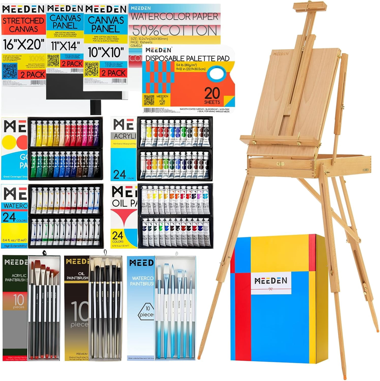141PCS Art Supplies with French Easel, All-in-one Painting Set for Artists Beginners