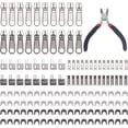 thumbnail image 1 of 141pcs 3# Zipper Repair Kit Open-end Zipper Replacement Include Zipper Top Stopper Zipper Puller Retainer Insertion Pin Zipper Install Pliers for Fixing Coats Jackets, 1 of 6