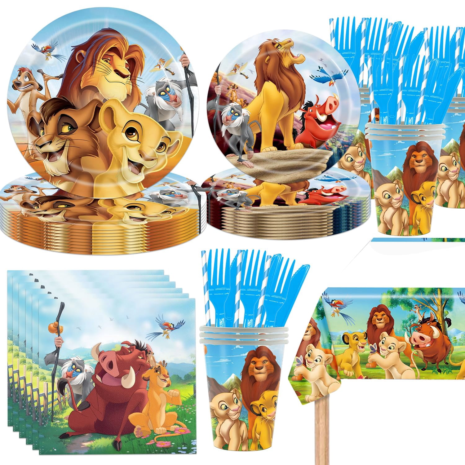 141pcs Lion-Kings Birthday Party Supplies Pack Includes，Banner，Cake ...