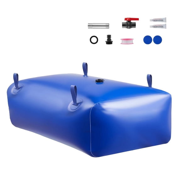 142.7 Gal Water Storage Bladder, Collapsible Water Tank, 1000D PVC Soft Water Bag for Camping, Irrigation, RV, Emergency - Blue