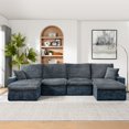 thumbnail image 1 of 142" Cloud Sectional Couch with Comfy Chaise, U Shaped Modern Modular Sofa with Deep Seat, No Assembly Required Couch for Living Room Lounge (Blue), 1 of 10