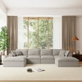thumbnail image 1 of 142" Fully Compressed Modular Sectional Sofa, U Shape with Ottomans, Luxury Striped Chenille with Extra Width & Depth Cloud Like Soft Cushion,No Assembly Required for Living Room,Apartment,Light Grey, 1 of 9
