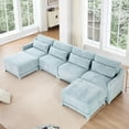 thumbnail image 1 of 142 Inch Oversized Modular Sectional Sofa with 11.8 Inch Thick Cushions U Shaped Chenille Couch for Living Room with Movable Ottoman and Lumbar Pillow Blue, 1 of 9