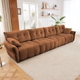 thumbnail image 1 of 142" Oversized Chenille Modular Sectional Sofa with High-Resilience Memory Foam Cushion, Adjustable Lumbar Support, 4-Seater Upholstered Corner Sofa with 2 Throw Pillows, for Living Room, Brown, 1 of 7