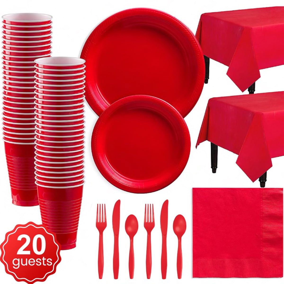 Serves 24 Orange Party Supplies with Paper Plates, Cups, and