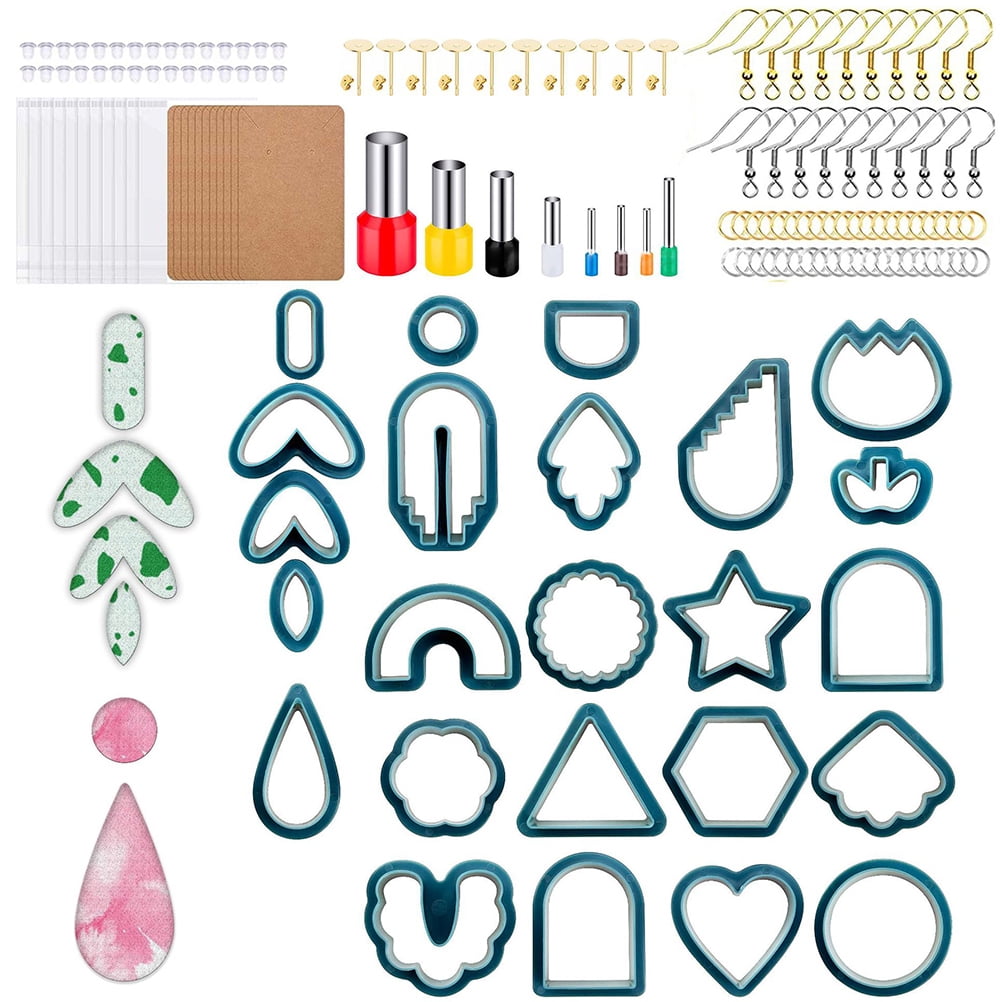 142 Pcs Polymer Clay Cutters Set Clay Earring Cutters with Earrings