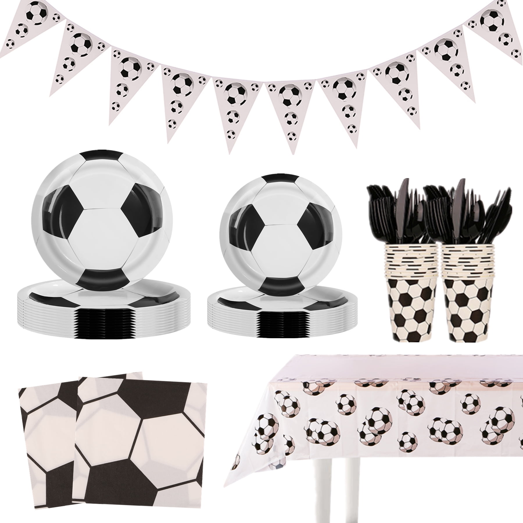 142 Pcs Soccer Games Sports Birthday Party Plates Napkins Soccer Party Supplies Tableware Paper Dinnerware Decoration for Birthday Party Baby Shower for Soccer Fans, Serves 20 Guests