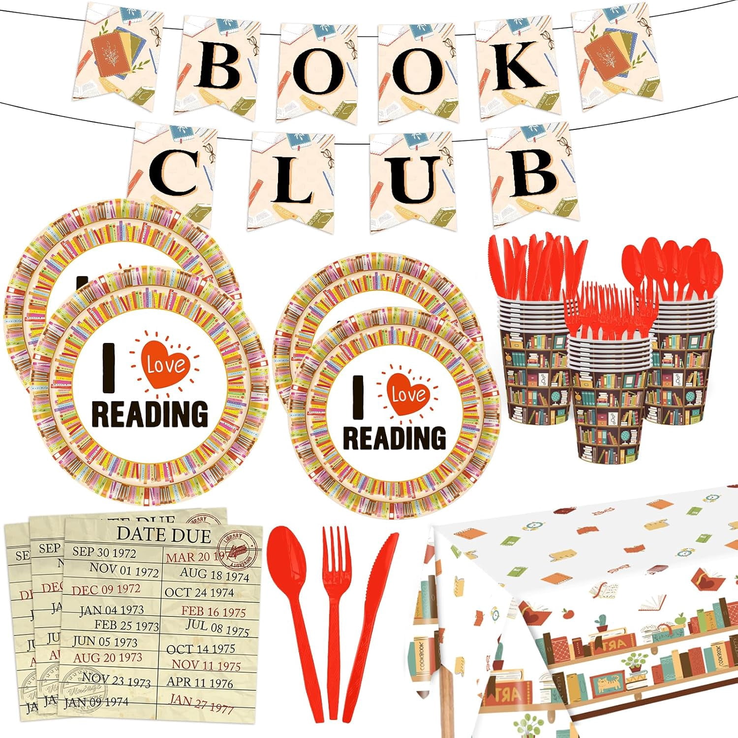 142 Pcs Vintage Book Theme Party Tableware Book Club Birthday Party ...