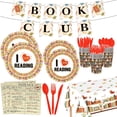 thumbnail image 1 of 142 Pcs Vintage Book Theme Party Tableware Book Club Birthday Party Supplies Library Reading Themed Disposable Plates Napkins Cups and Forks Set, 1 of 6