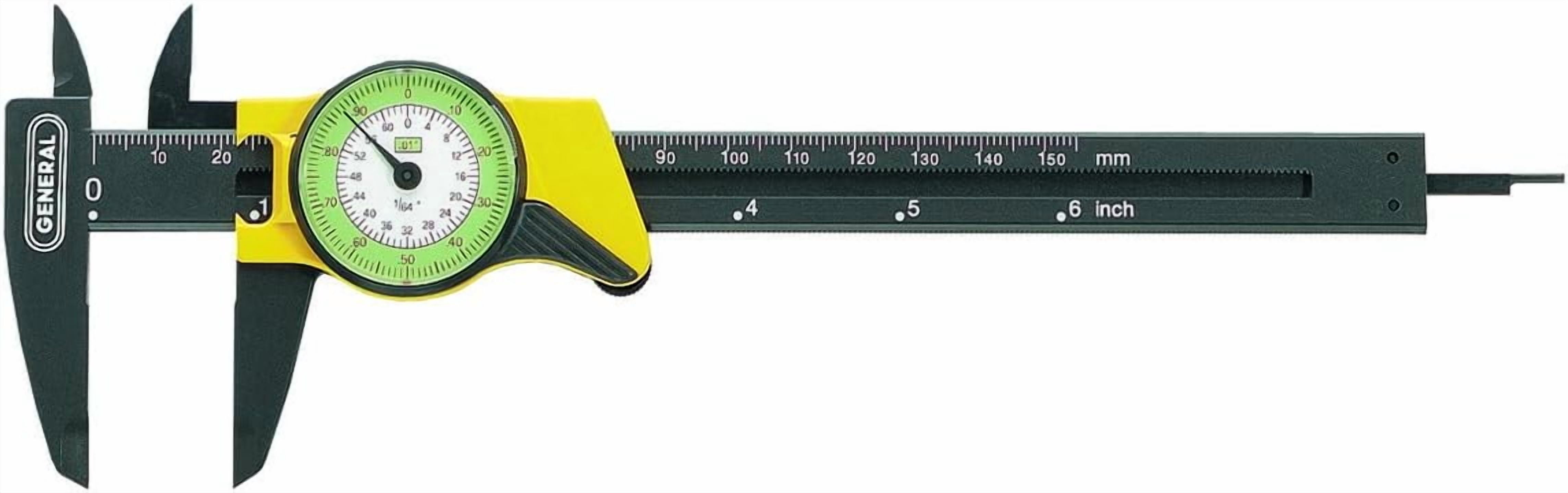 142 Plastic Dial Caliper, 0-6" Range, .01" & 1/64"