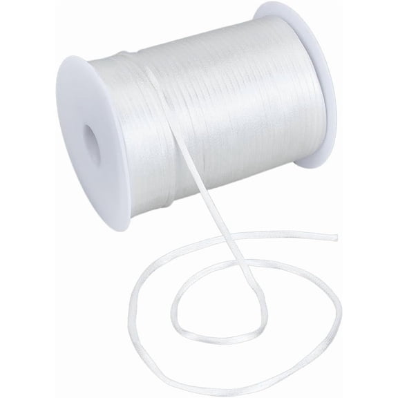 142 Yards 3mm White Satin Cord Rattail Silk Cord Chinese Knot Thread Nylon Trim Necklace Rope Kumihimo Thread for DIY handcrafting