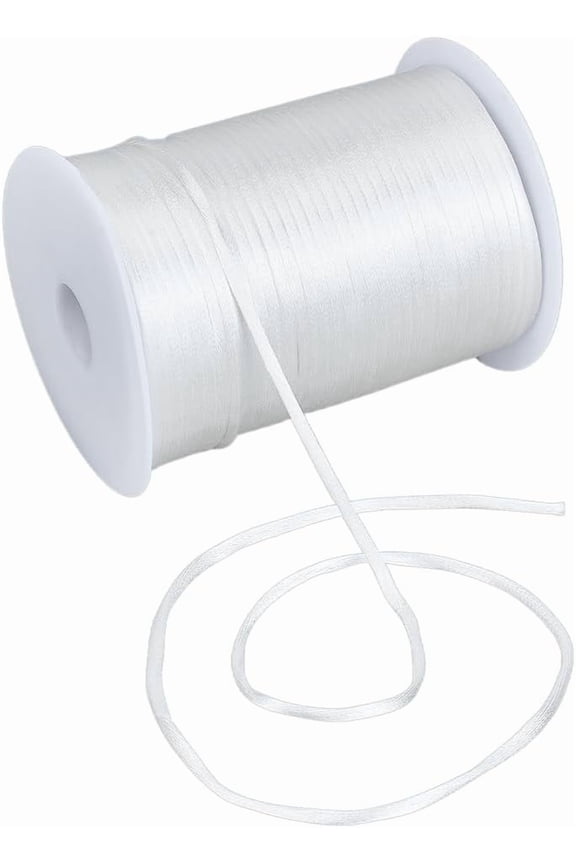 142 Yards 3mm White Satin Cord Rattail Silk Cord Chinese Knot Thread Nylon Trim Necklace Rope Kumihimo Thread
