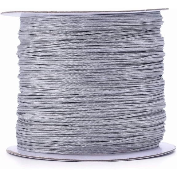 142 Yards Nylon Beaded Wire 0.6 mm Nylon Cord China Knot with Plastic Spool Suitable for DIY Craft Jewelry Making (Light Grey) gray