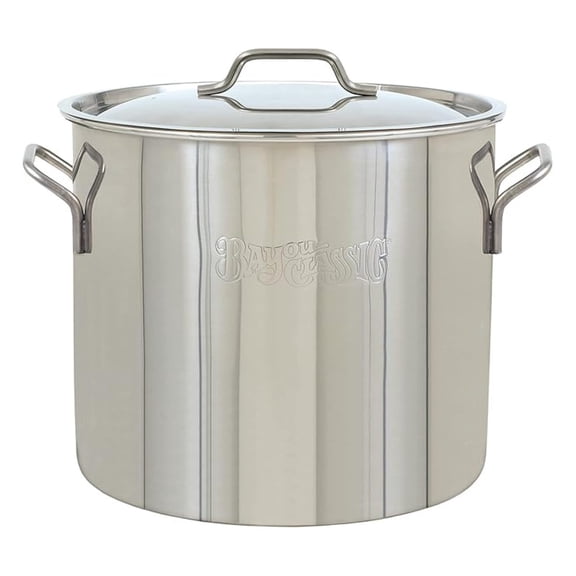 1420 20-qt Stainless Stockpot Features Heavy Duty Welded Handles for Secure Handling Domed Lid Perfect For Large Batch Cooking of Soups Stews Chili and Gumbo