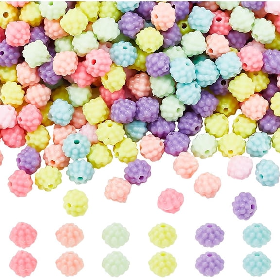1420 Pcs Plastic Berry Beads 9.5mm Opaque Plastic Waxberry Beads Loose Round Spacer Beads Center Drilled Bead