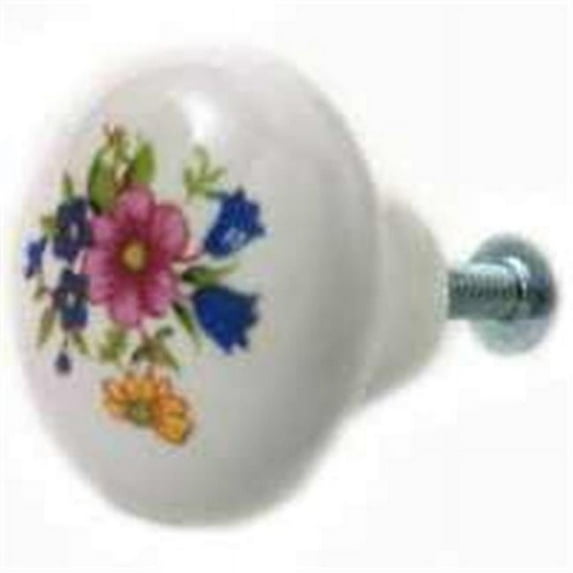 14204WHT 1.25 In. Round Knob White Flower