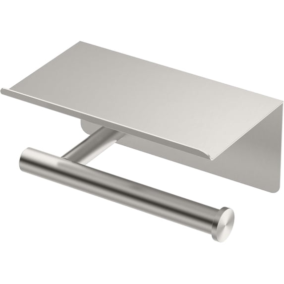 1420SN Latitude II Toilet Paper Holder with Mobile Shelf, Wall Mounted Phone Shelf Tissue Holder, Satin Nickel