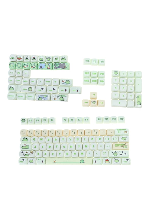 142Keys Keycaps Replacement Green Frog PBT Keycaps for Game Mechanical Keyboards Switches Cartoon