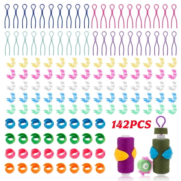 142Pcs Bobbin Thread Organizing Clips Set Sewing Thread Spool Organizer - 70Pcs Bobbin Holders Clips, 32Pcs Bobbin Thread Spool Huggers and 40Pcs Bobbin Clips Holder for Embroidery Quilting Sewing
