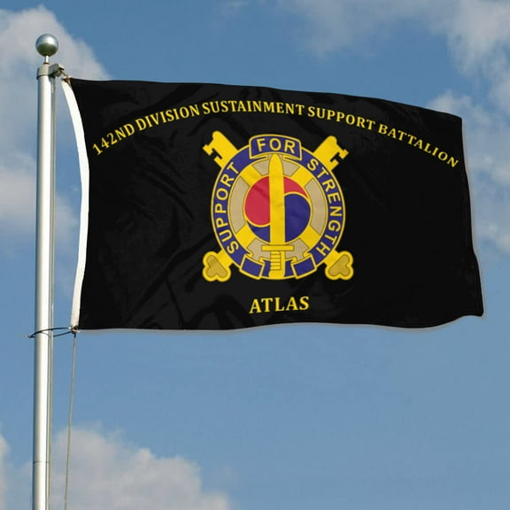 142nd Division Sustainment Support Battalion Atlas 1st Armored Division Flag 3x5Feet Outdoor Indoor Decoration Flag Double Stitched Polyester with Brass Grommets