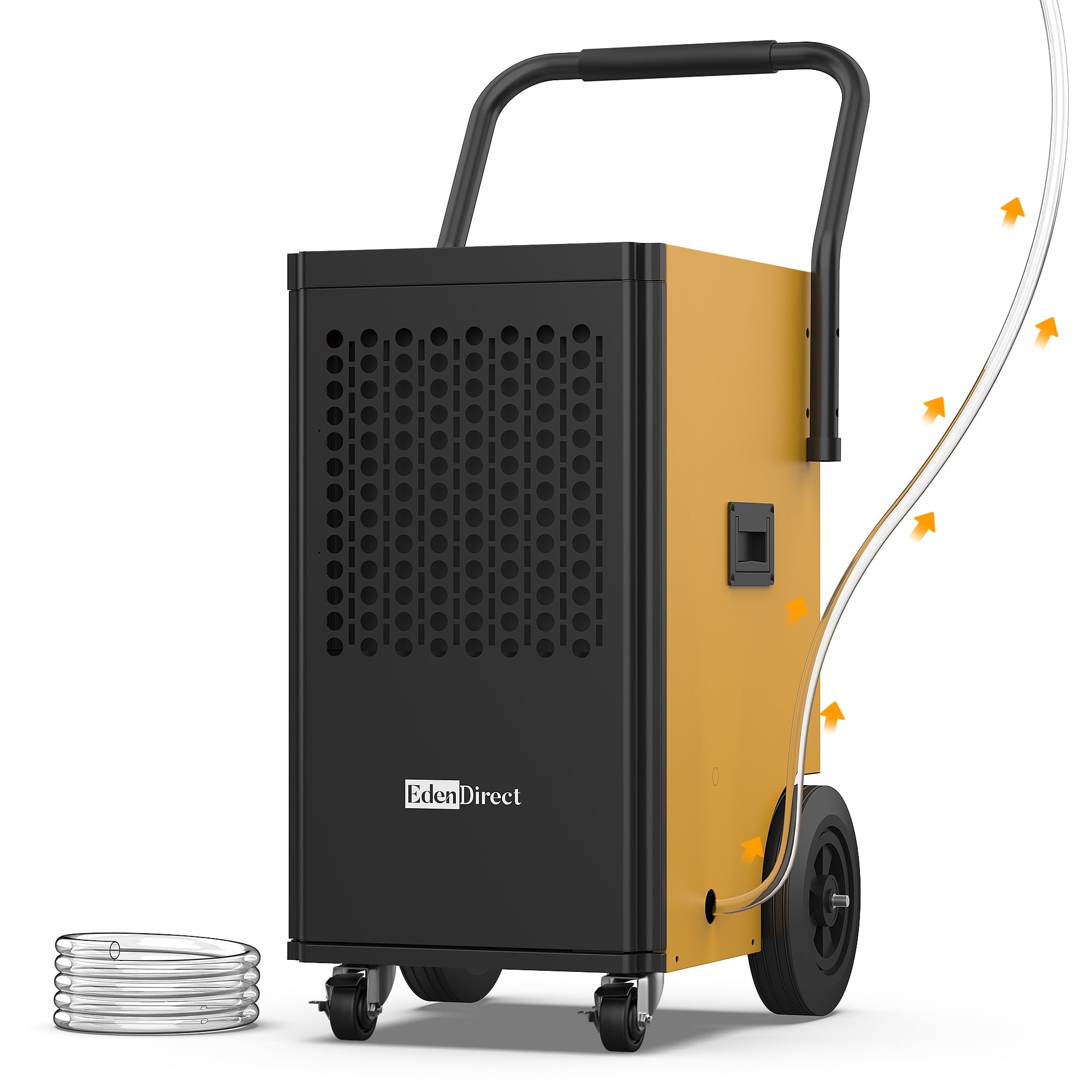 142pt. 5,000 sq. ft. Buckless Commercial Dehumidifier, with Drain Hose, Pump for Basement in Yellow