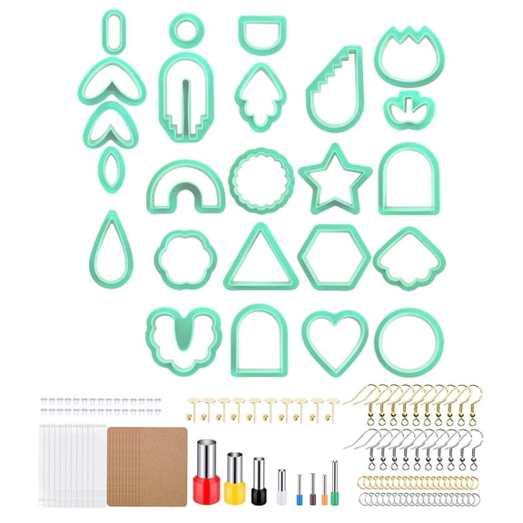 142x Cutter for Polymer Clay Earrings 30 Jump Rings for Polymer Clay Earring Green 142pcs