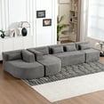 thumbnail image 1 of 143.7" Upholstered Sofa Free-combined Sofa Couch with Two Chaise Lounge and Five Back Pillows for Living Room, Beige, 1 of 13