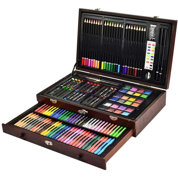 143 Piece Art Set in Portable Wooden Case, Crayons,Art Supplies for Teens Adults Drawing Set