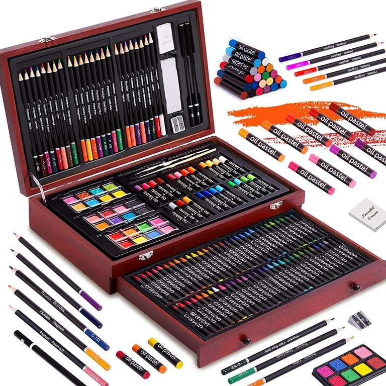 143 Piece Deluxe Art Set,Paint Set in Portable Wooden Case,Professional Art  Kit,Art Supplies for Adults,Teens and Artist,Painting,Drawing & Art