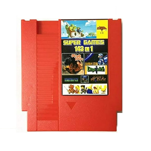 143 in 1 NES Super Games Multi Cart 72 Pin 8 bit Red Game Cartridge