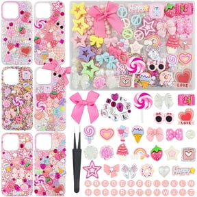 1430 Pcs Junk Phone Case Decoration Kit, Charms for Customizing Cases, Kawaii Bow, Letter Beads, Nail Accessories, Flatback Pearls, Rhinestones, Cute Aesthetic Decor for Personalization