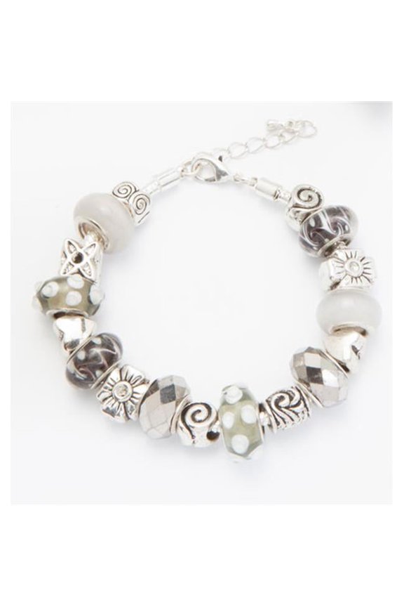 143192PMM32 Stormchaser Charm Bracelet - Silver & Grey