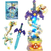 1433PCS The Master Dragon Swords Building Blocks ToysMini Bricks,A Unique Sword with Dragon Connection Base with Led Lighting, TOTK Decoration Display Gift for 14+