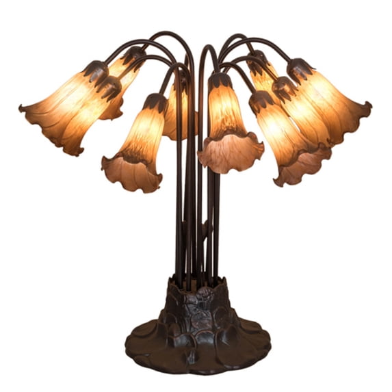 14369 Meyda 22"H Amber Pond Lily 10 Lt Table Lamp