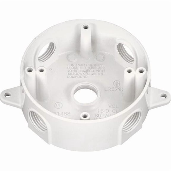 143854WH 4.18 in. White Round Weatherproof Outlet Box