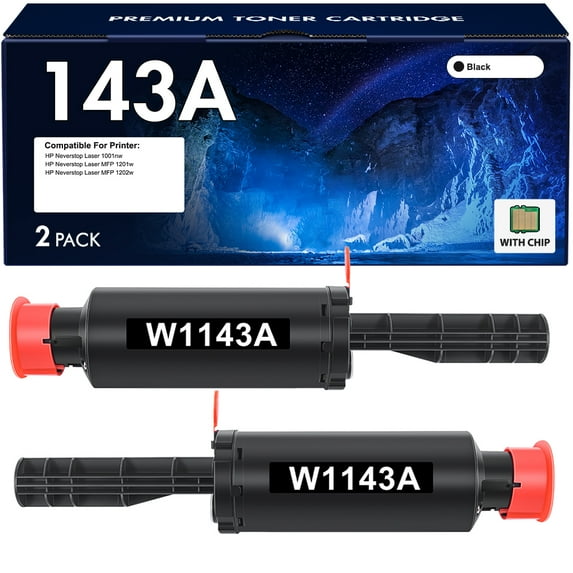 143A W1143A 2-Pack Toner Cartridge Compatible for HP W1143A Neverstop Laser 1001nw MFP-1201w MFP-1202w Printer Ink Black